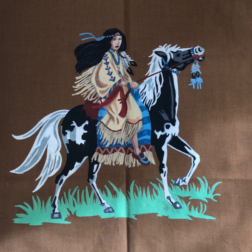 Rare 2-hand painted Native Americans on horseback